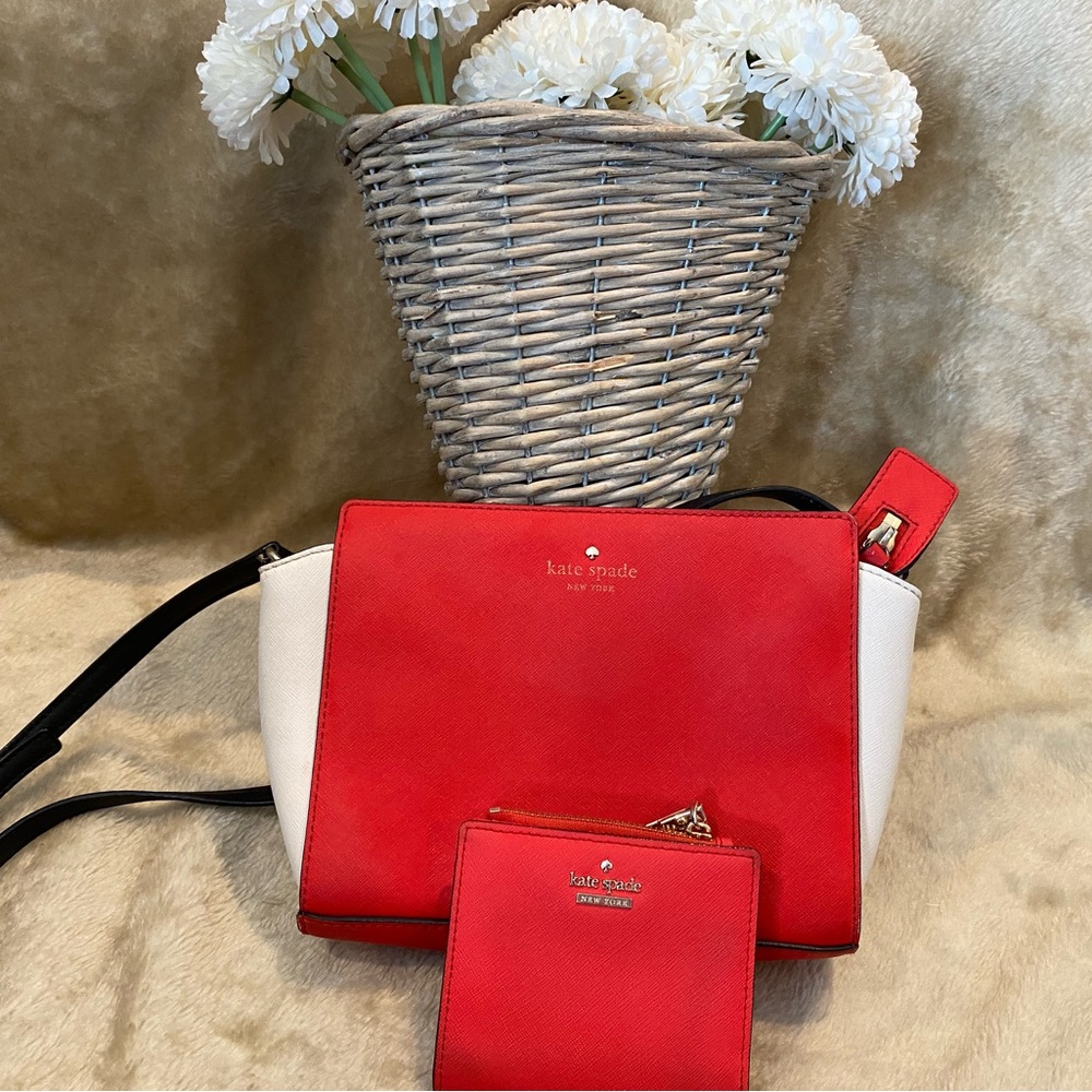Kate Spade Purse and Matching Wallet Red, Cream, Black